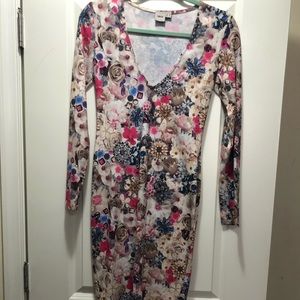 ASOS floral long sleeved midi pencil dress